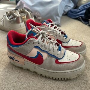 Nike Air Force 1 Sneakers - Red, Blue, Pink, and White